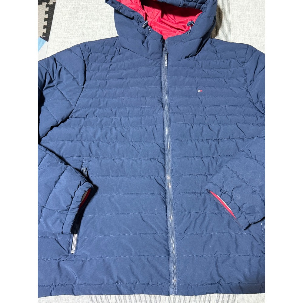 Tommy Hilfiger THFlex Mens XL Navy Blue Quilted Hooded Puffer Jacket
